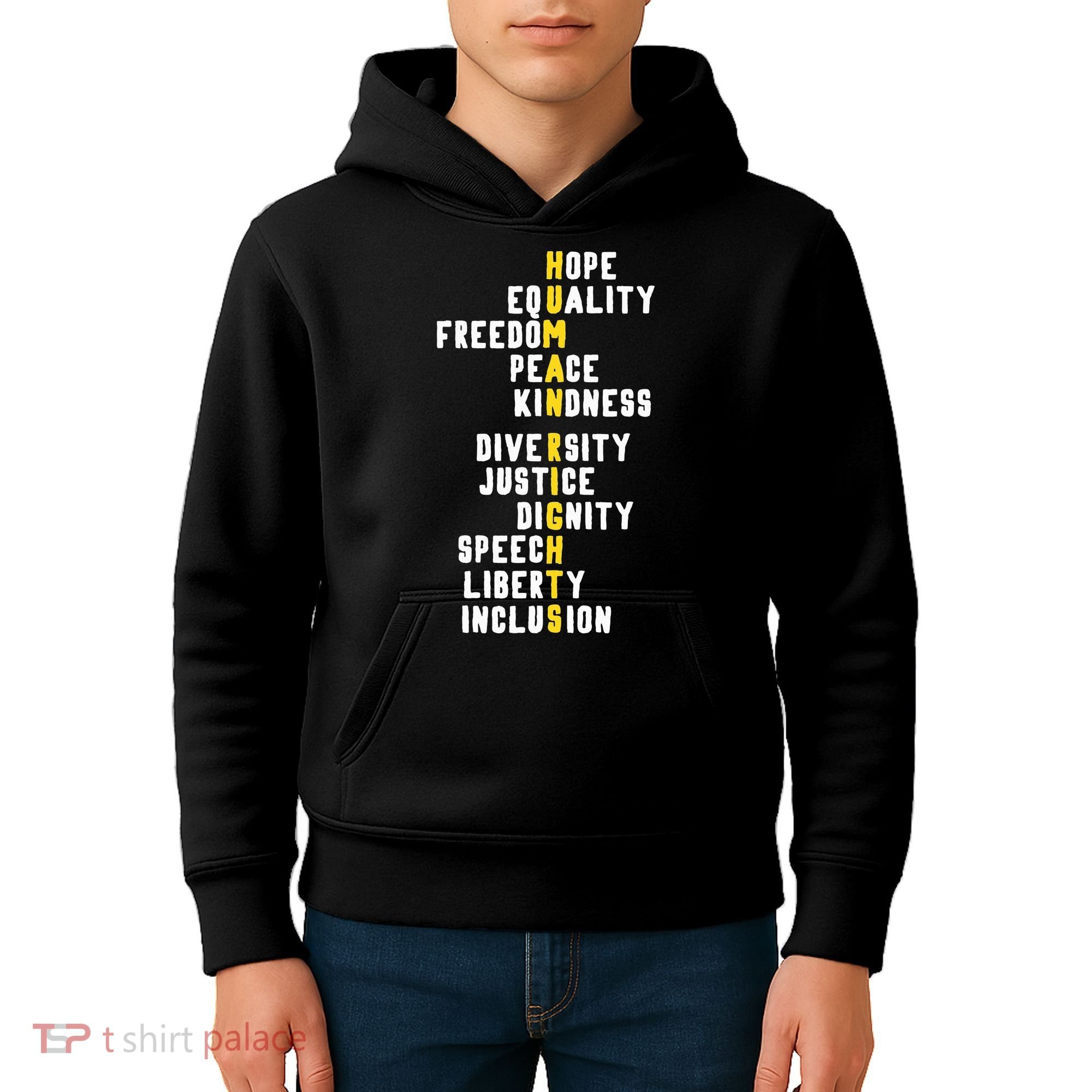 Human Rights Diversity Justice & Peace To All Kids Hoodie