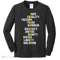 Human Rights Diversity Justice & Peace To All Kids Long Sleeve Shirt thumb 0