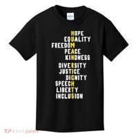 Human Rights Diversity Justice & Peace To All Kids T-Shirt thumb 0