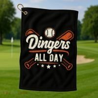 Home Runs Dingers All Day Baseball Home Run Dinger Gift Golf Towel thumb 1