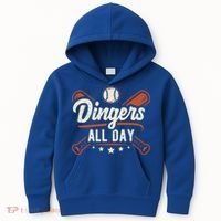 Home Runs Dingers All Day Baseball Home Run Dinger Gift Kids Hoodie thumb 0