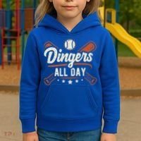 Home Runs Dingers All Day Baseball Home Run Dinger Gift Kids Hoodie thumb 3