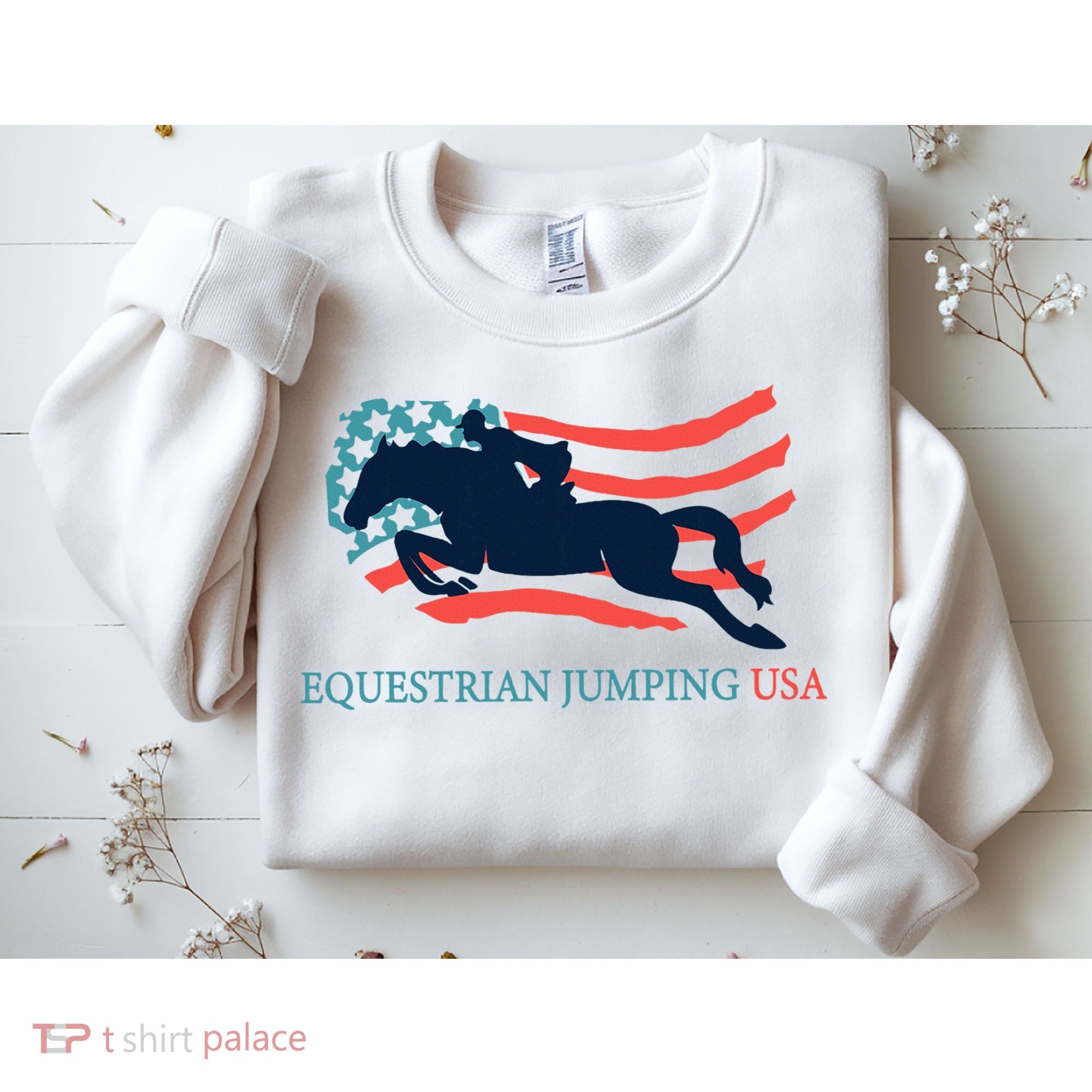 Horse Rider Equestrian Jumping Usa Team Coach American Flag Sweatshirt