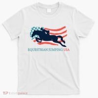 Horse Rider Equestrian Jumping Usa Team Coach American Flag T-Shirt thumb 0