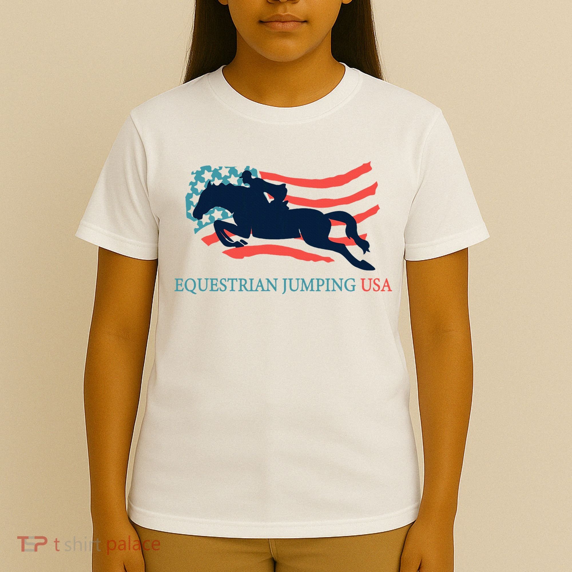 Horse Rider Equestrian Jumping Usa Team Coach American Flag T-Shirt