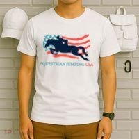 Horse Rider Equestrian Jumping Usa Team Coach American Flag T-Shirt thumb 6