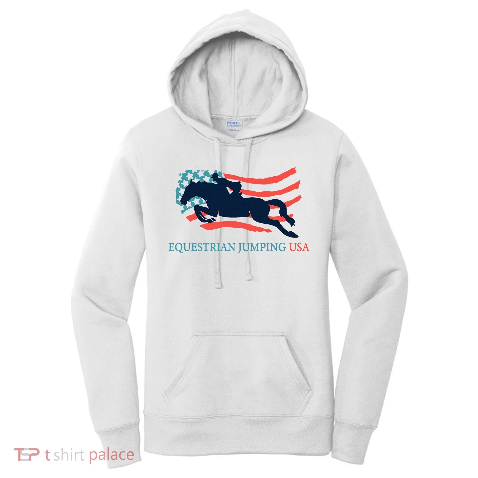 Horse Rider Equestrian Jumping Usa Team Coach American Flag Women's Hoodie