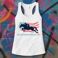 Horse Rider Equestrian Jumping Usa Team Coach American Flag Women's Tank Top thumb 3