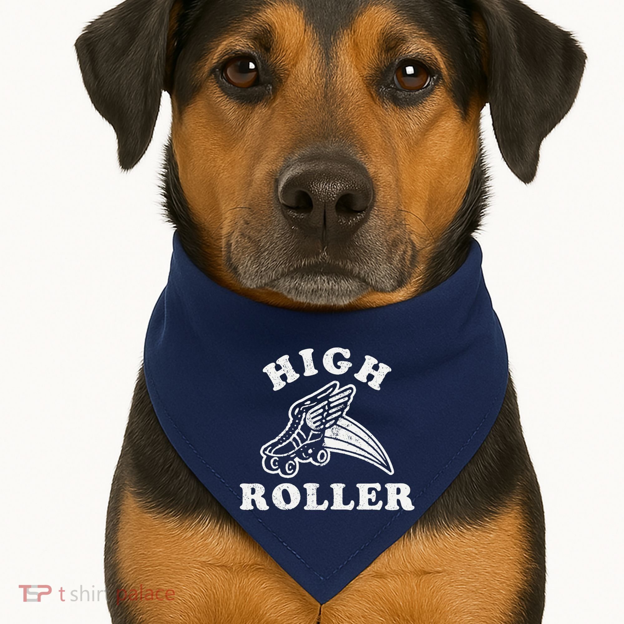 High Roller Funny Roller Skating Meme USA-Made Doggie Bandana