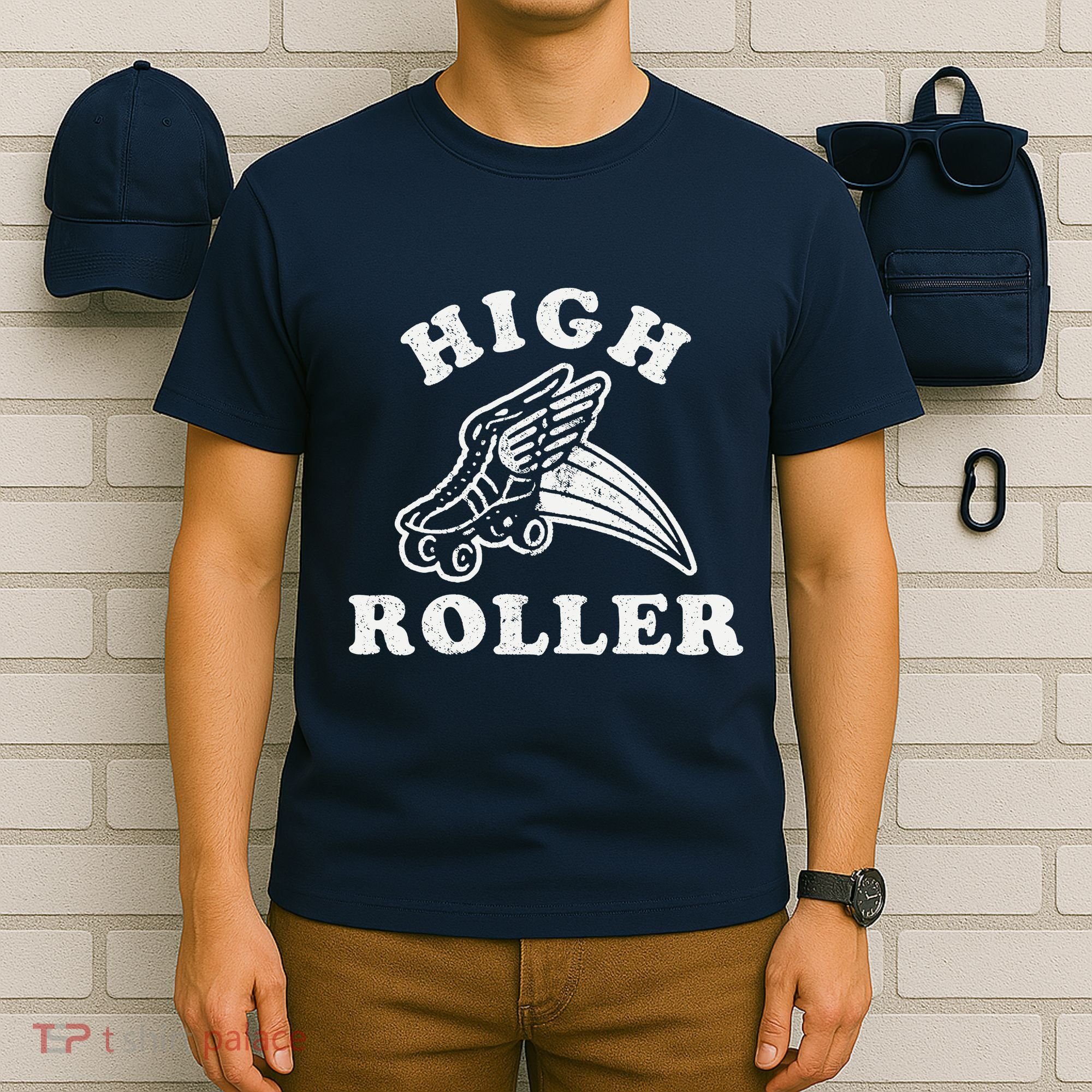 High Roller Funny Roller Skating Meme T-Shirt