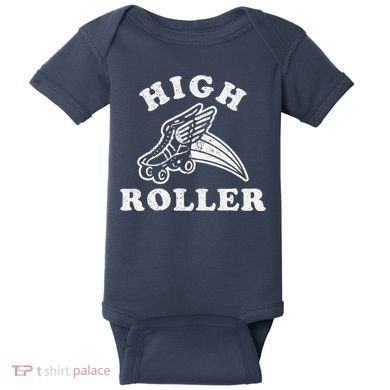 High Roller Funny Roller Skating Meme Baby Bodysuit