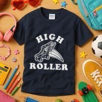 High Roller Funny Roller Skating Meme Kids T-Shirt thumb 3