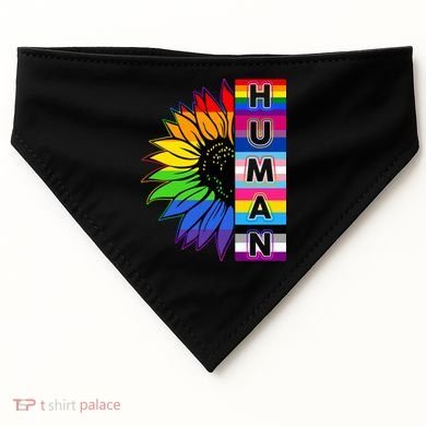 Human Rainbow Flower LGBT Pride USA-Made Doggie Bandana
