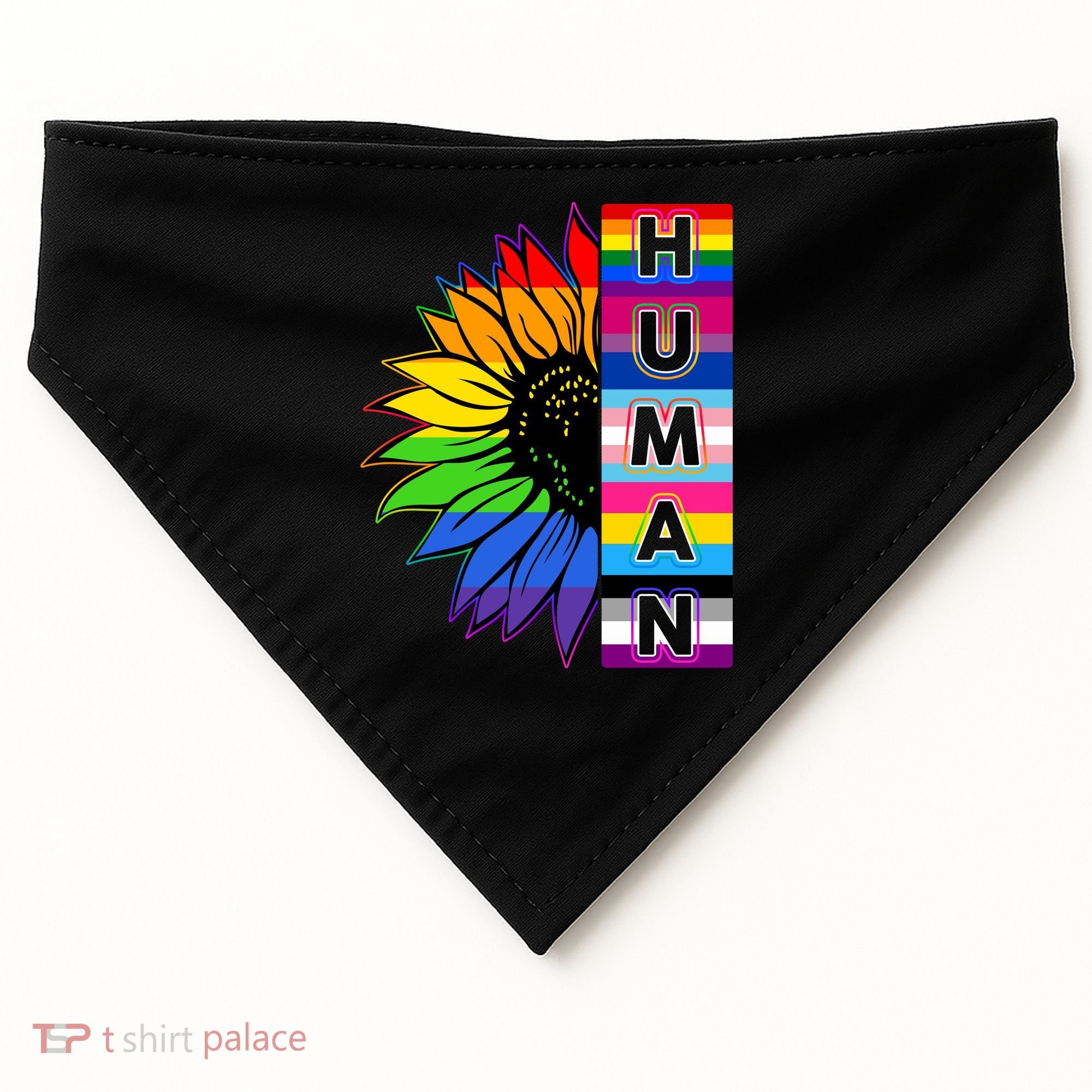 Human Rainbow Flower LGBT Pride USA-Made Doggie Bandana