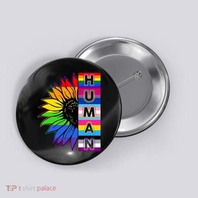 Human Rainbow Flower LGBT Pride Button