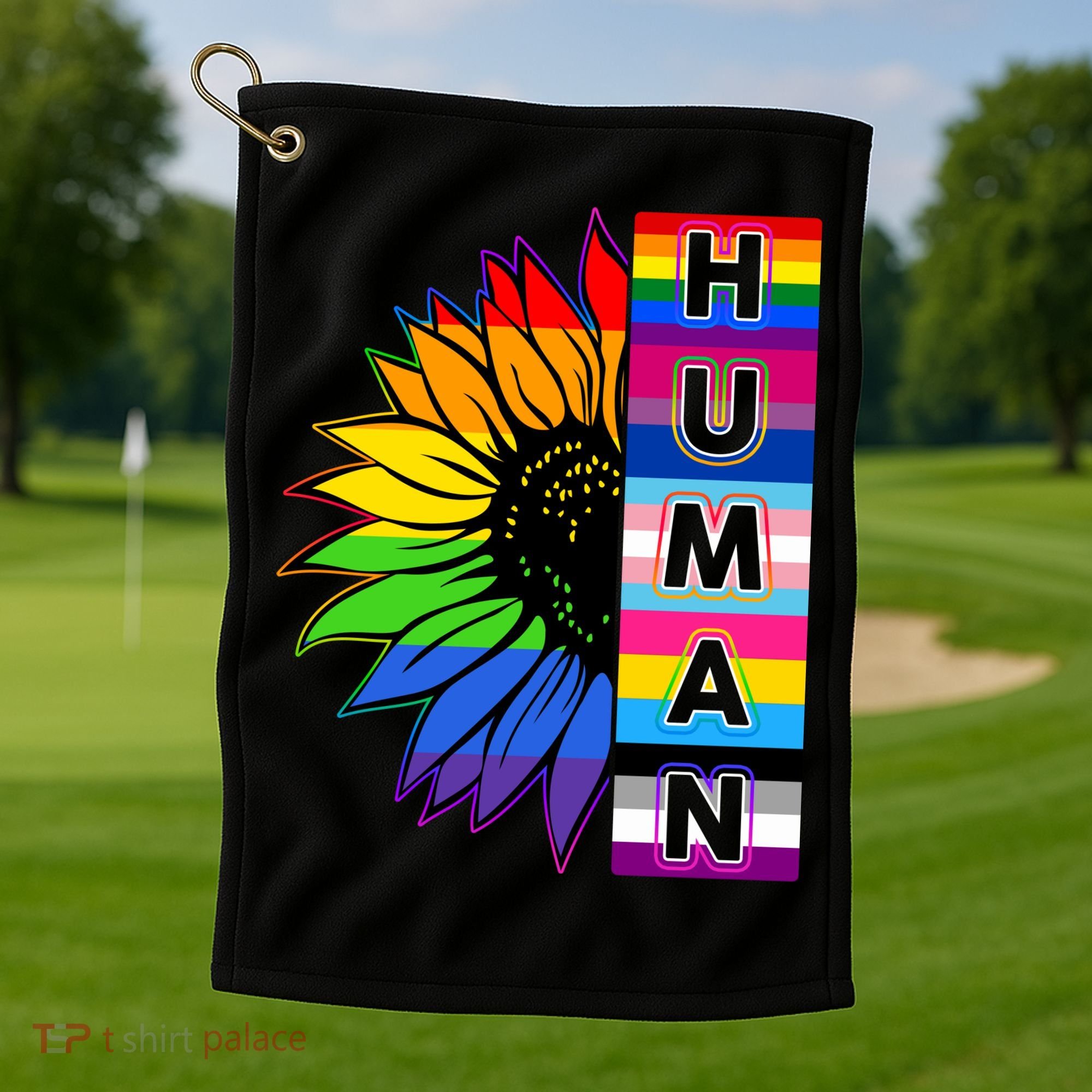 Human Rainbow Flower LGBT Pride Golf Towel