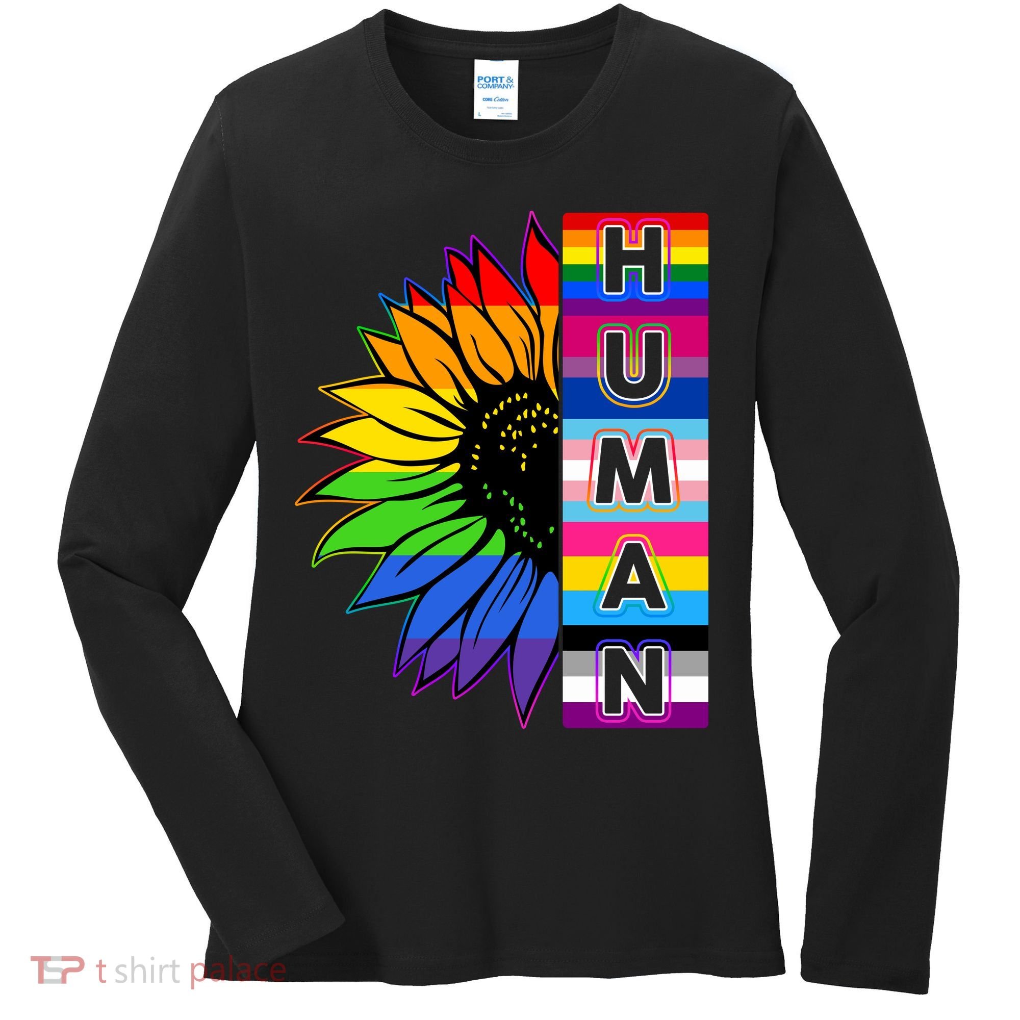 Human Rainbow Flower LGBT Pride Women's Long Sleeve Shirt