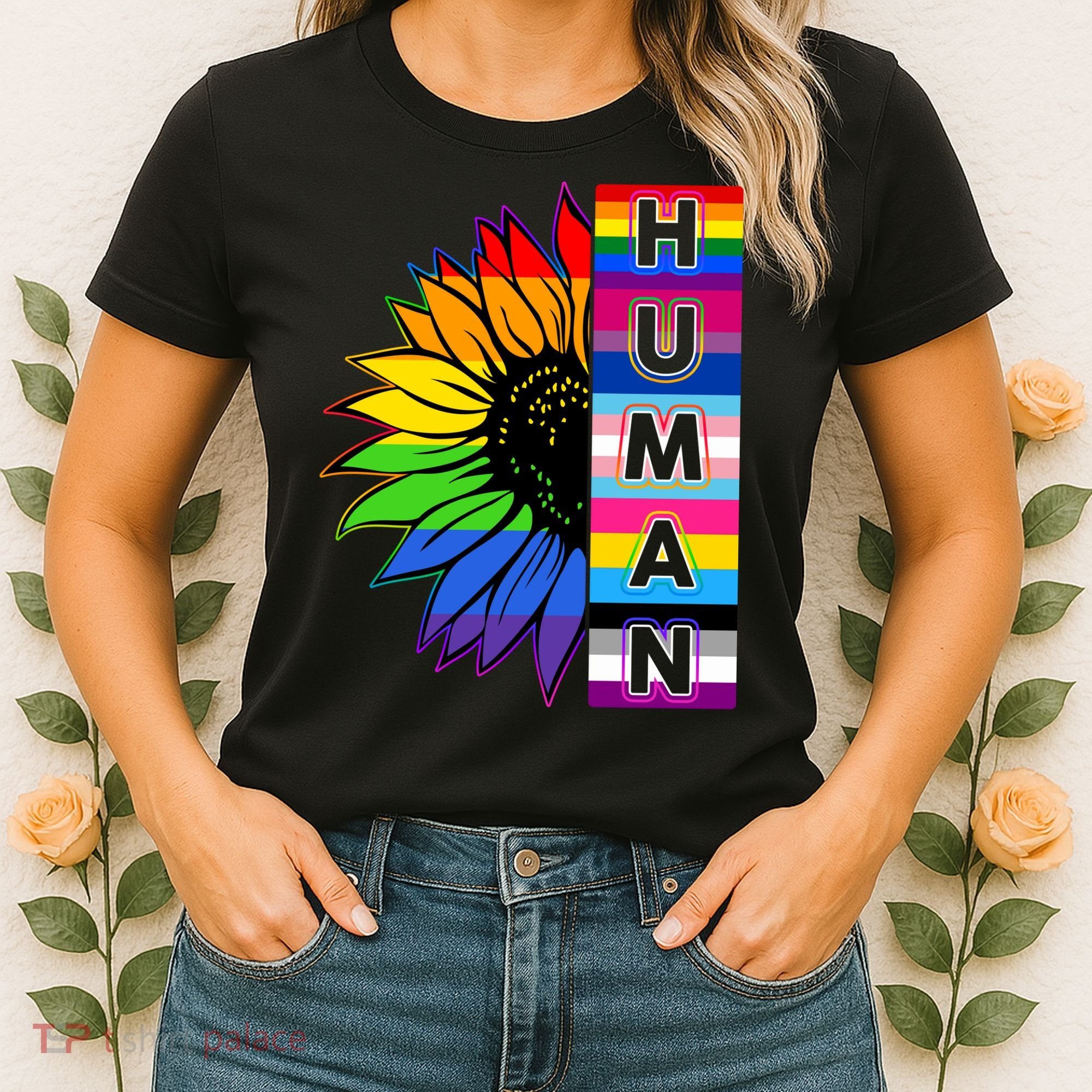 Human Rainbow Flower LGBT Pride Women's T-Shirt