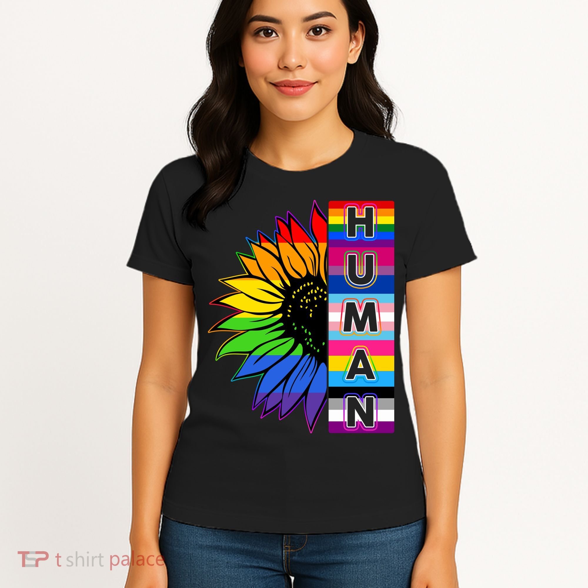 Human Rainbow Flower LGBT Pride Women's T-Shirt