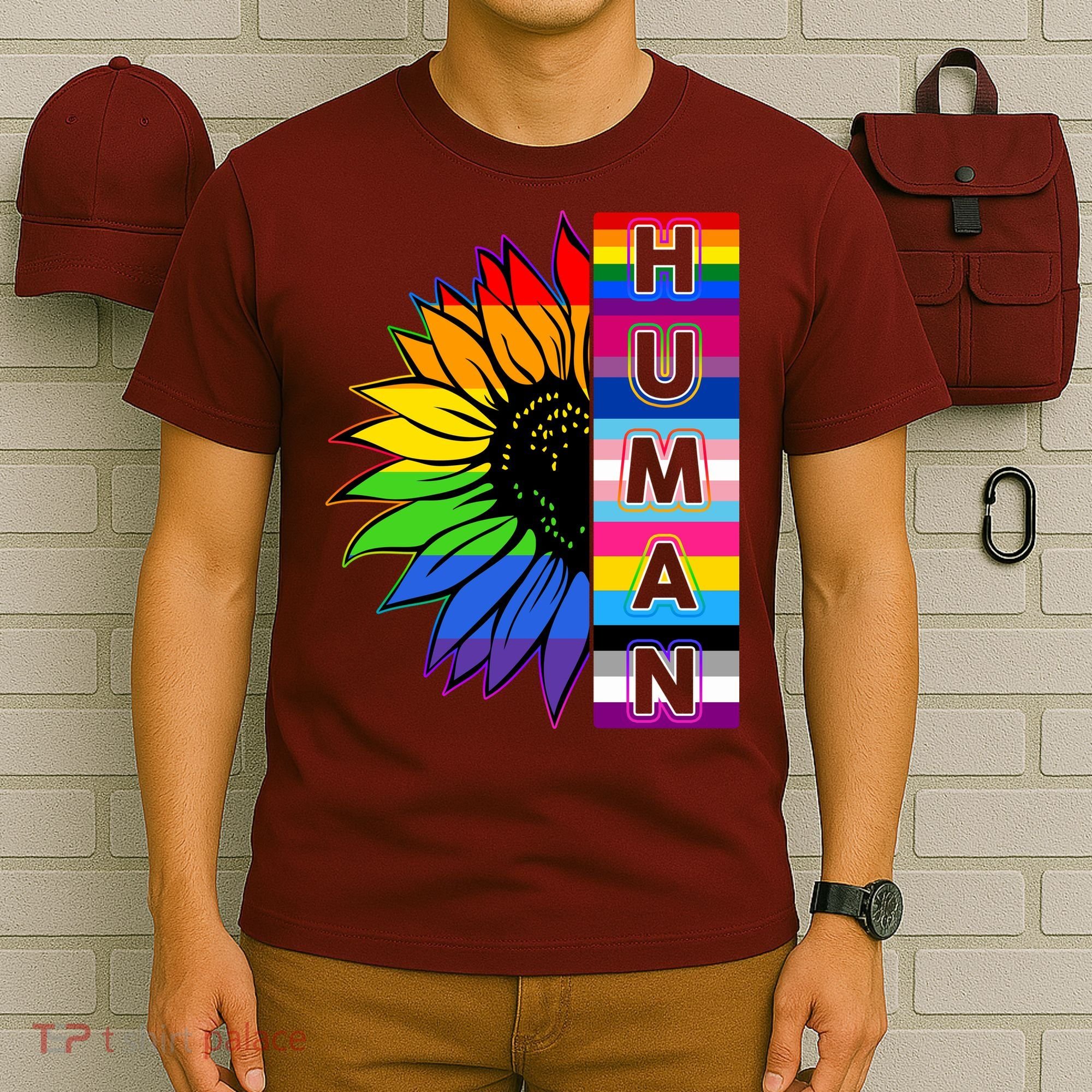 Human Rainbow Flower LGBT Pride T-Shirt