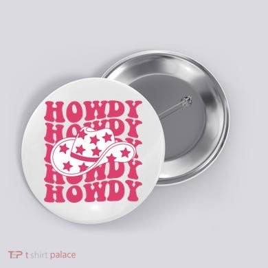 Howdy Retro Groovy Button