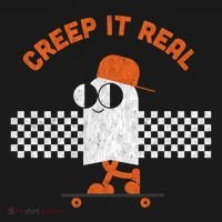Halloween Retro Ghost On Skateboard Creep It Real Cool Gift Bucket Hat thumb 4
