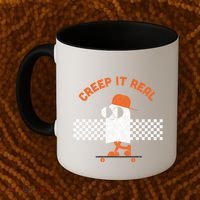 Halloween Retro Ghost On Skateboard Creep It Real Cool Gift Coffee Mug thumb 2
