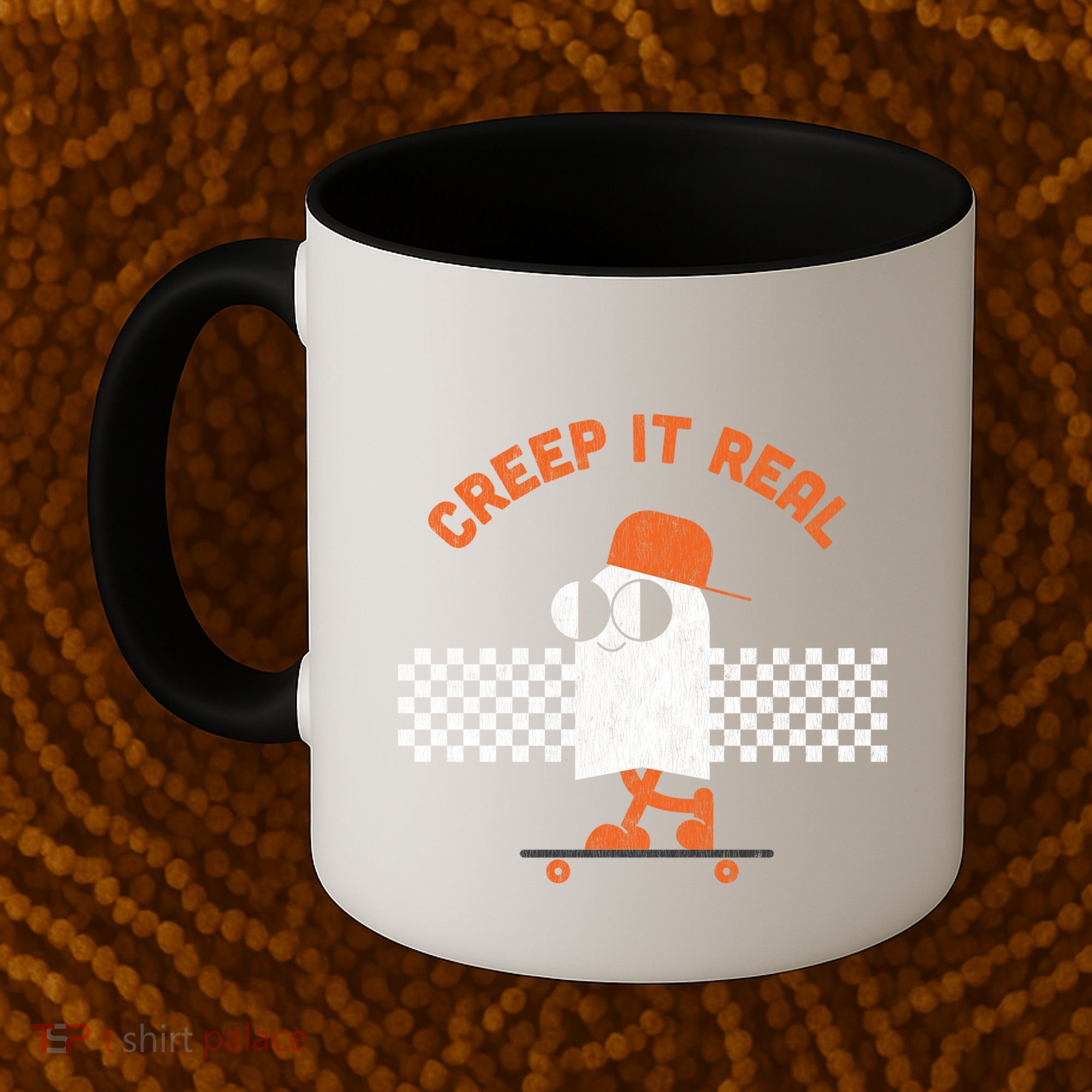 Halloween Retro Ghost On Skateboard Creep It Real Cool Gift Coffee Mug