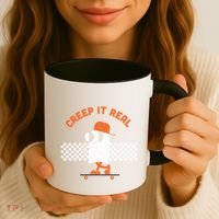 Halloween Retro Ghost On Skateboard Creep It Real Cool Gift Coffee Mug thumb 3