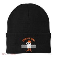 Halloween Retro Ghost On Skateboard Creep It Real Cool Gift Beanie thumb 0