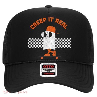 Halloween Retro Ghost On Skateboard Creep It Real Cool Gift Hat