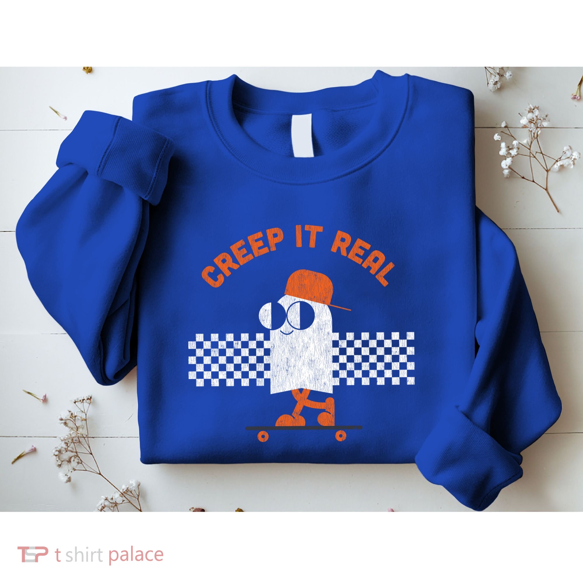 Halloween Retro Ghost On Skateboard Creep It Real Cool Gift Sweatshirt