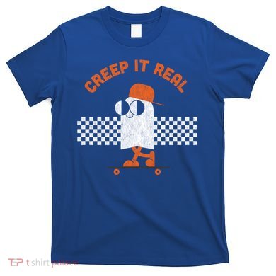 Halloween Retro Ghost On Skateboard Creep It Real Cool Gift T-Shirt