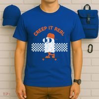 Halloween Retro Ghost On Skateboard Creep It Real Cool Gift T-Shirt thumb 6