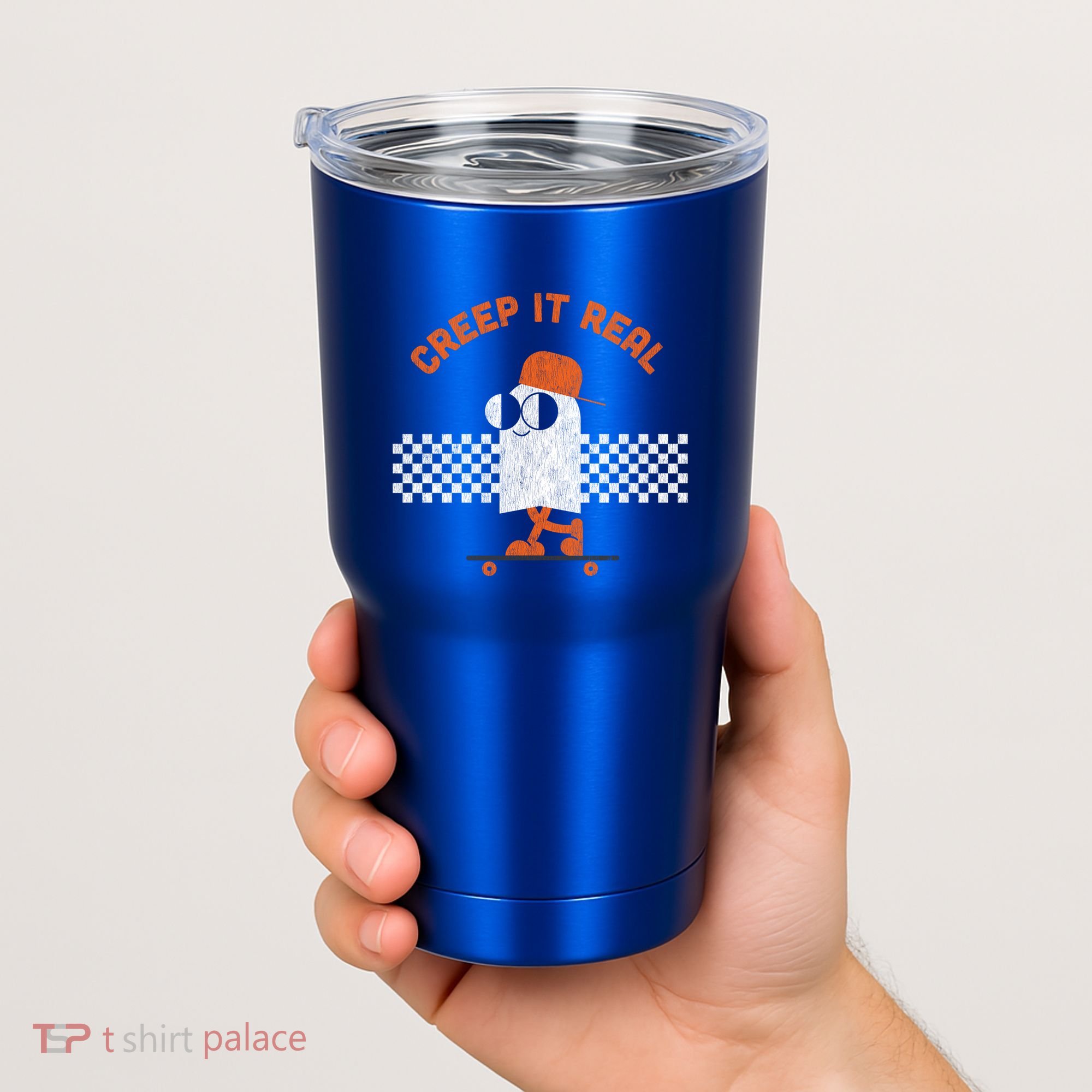 Halloween Retro Ghost On Skateboard Creep It Real Cool Gift Tumbler