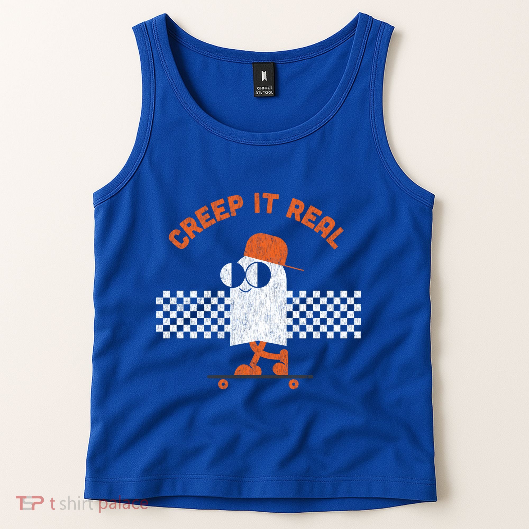 Halloween Retro Ghost On Skateboard Creep It Real Cool Gift Tank Top