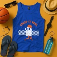 Halloween Retro Ghost On Skateboard Creep It Real Cool Gift Tank Top thumb 4