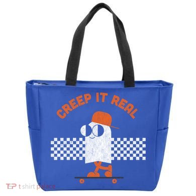 Halloween Retro Ghost On Skateboard Creep It Real Cool Gift Tote Bag