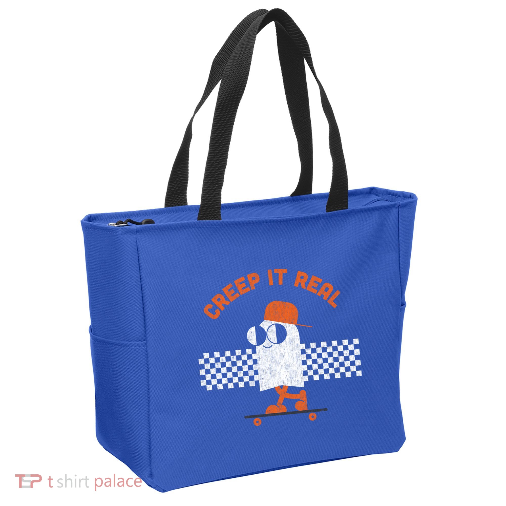 Halloween Retro Ghost On Skateboard Creep It Real Cool Gift Tote Bag