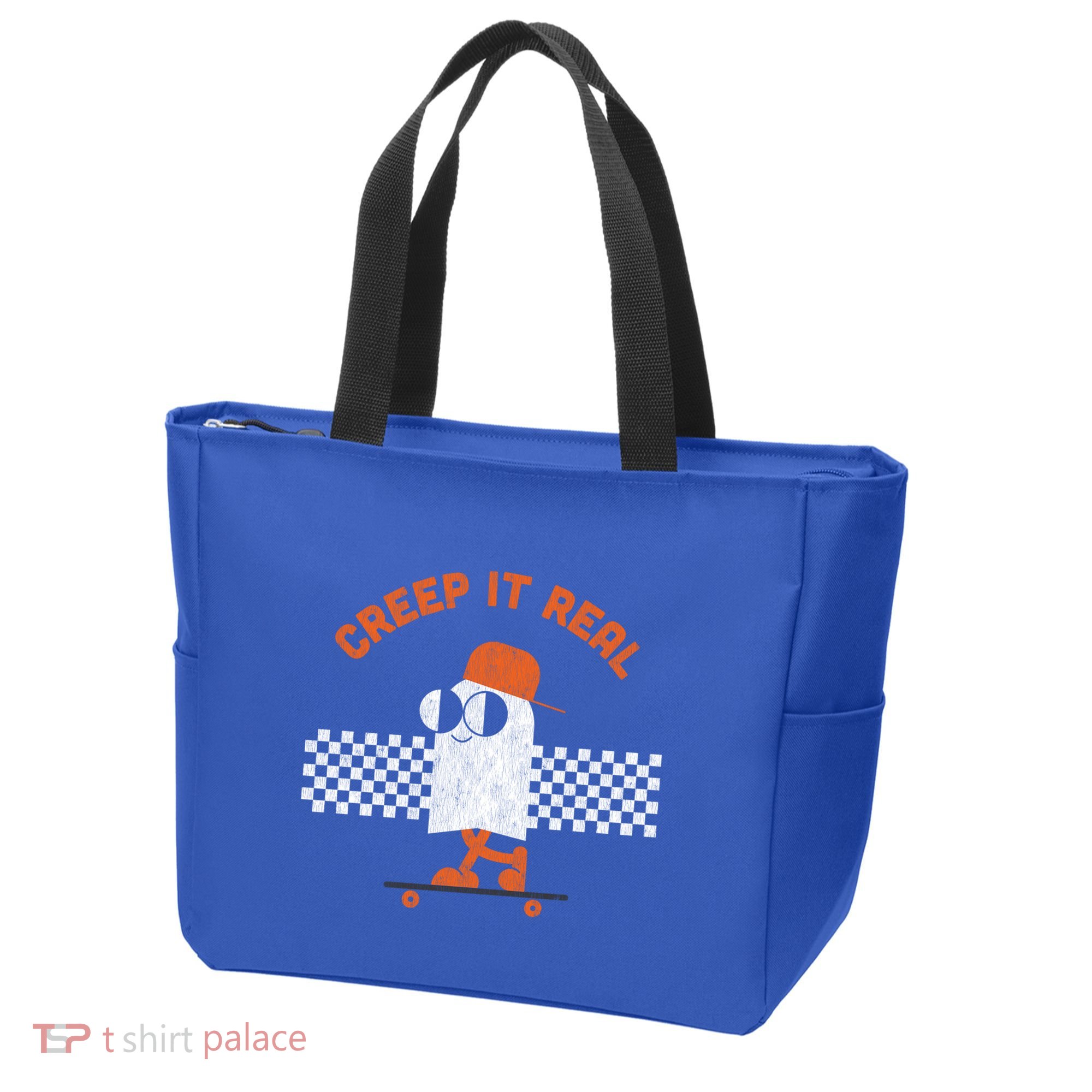 Halloween Retro Ghost On Skateboard Creep It Real Cool Gift Tote Bag