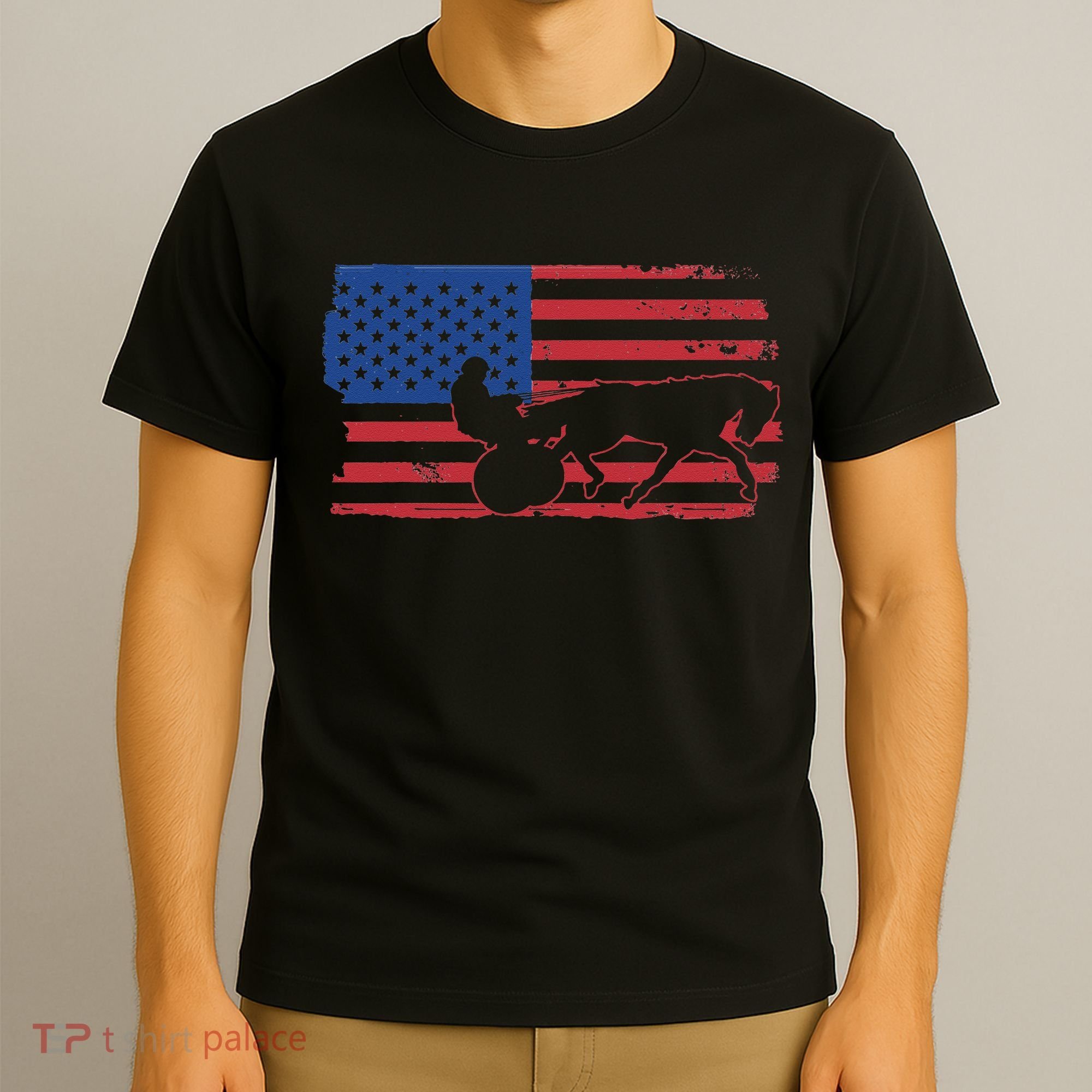 Horse Racing Harness Racing USA Flag Trotter Pacer T-Shirt