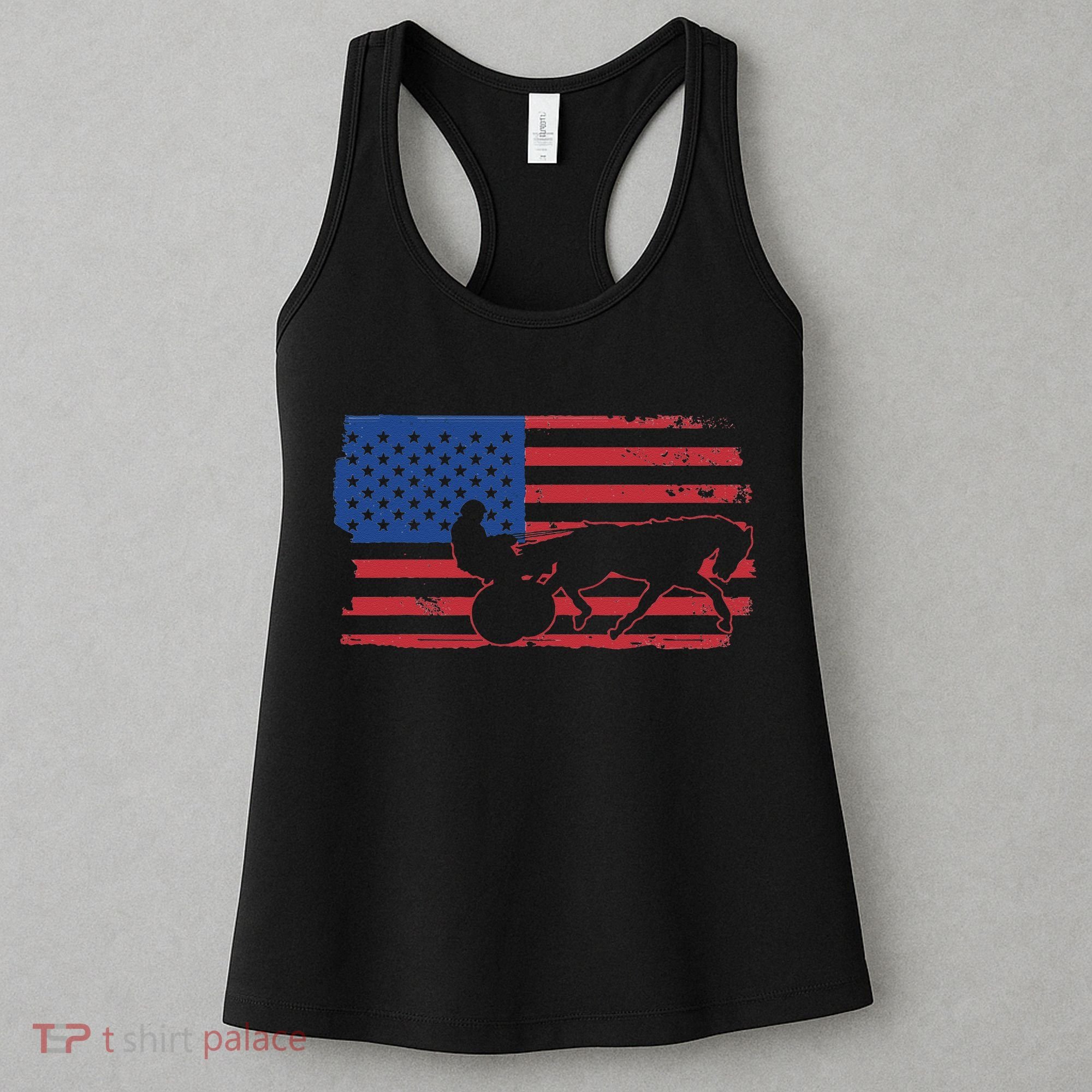 Horse Racing Harness Racing USA Flag Trotter Pacer Women's Tank Top