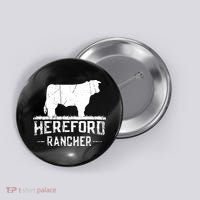 Hereford Rancher Hereford Cow For Cattle Farmer Button thumb 0