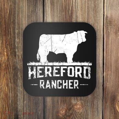 Hereford Rancher Hereford Cow For Cattle Farmer Coaster