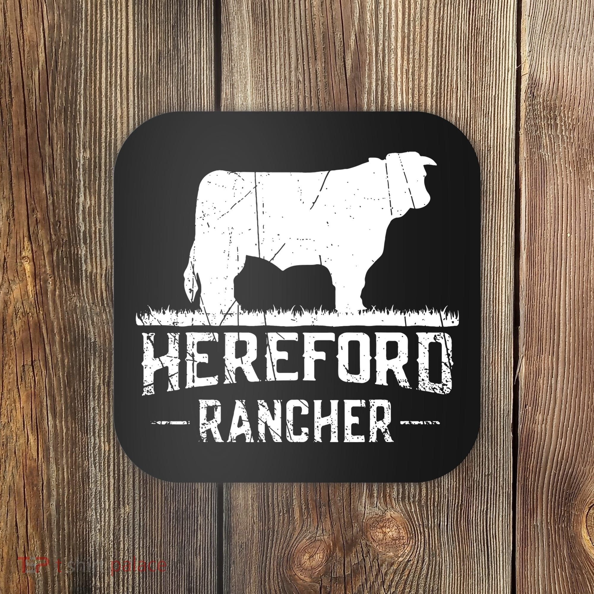 Hereford Rancher Hereford Cow For Cattle Farmer Coaster