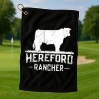 Hereford Rancher Hereford Cow For Cattle Farmer Golf Towel thumb 1
