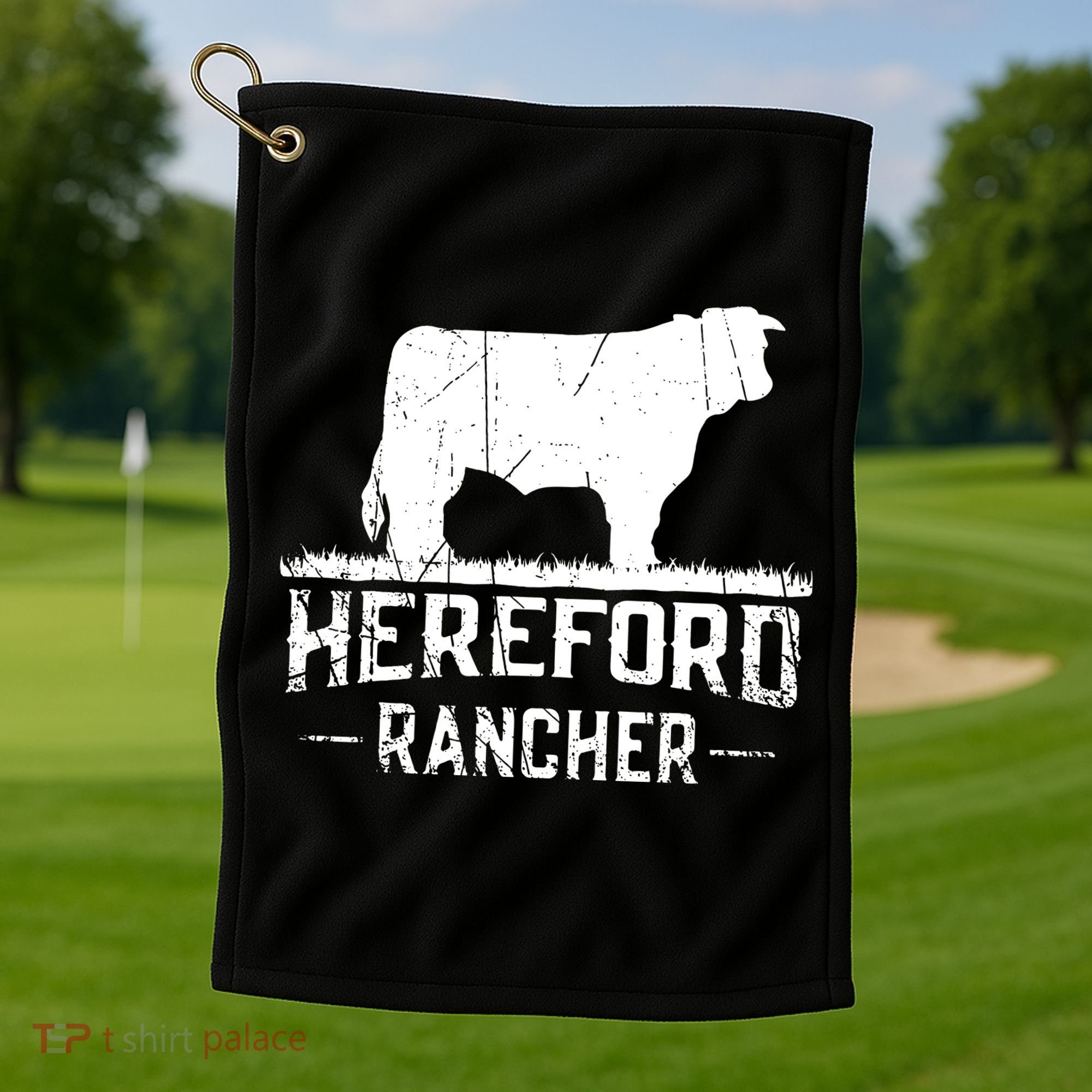 Hereford Rancher Hereford Cow For Cattle Farmer Golf Towel