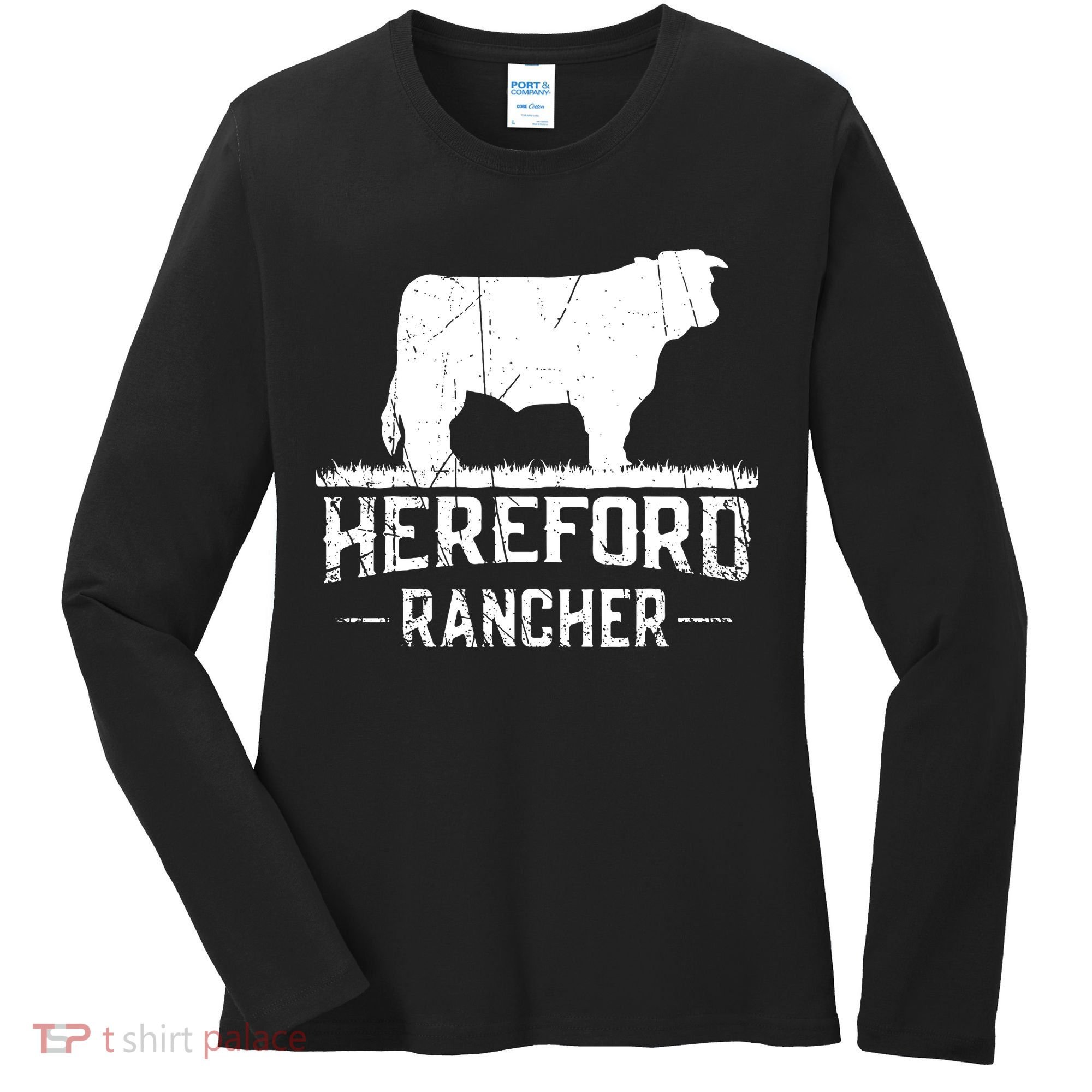 Hereford Rancher Hereford Cow For Cattle Farmer Women's Long Sleeve Shirt