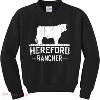 Hereford Rancher Hereford Cow For Cattle Farmer Kids Sweatshirt thumb 0