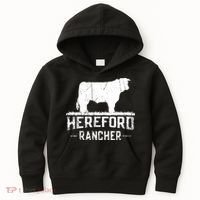 Hereford Rancher Hereford Cow For Cattle Farmer Kids Hoodie thumb 0